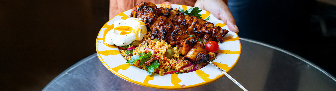 Harissa Chicken Kebabs &amp; Zesty Couscous Salad - Alfez